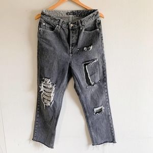 Volcom Women's Straight Leg Distressed Black Gray Jeans